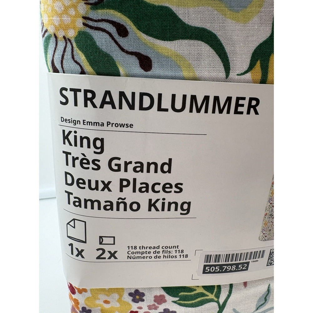 Ikea STRANDLUMMER King Duvet cover & pillowcases multicolor/floral pattern - NEW